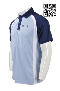 P628訂造度身男裝Polo恤   製作透氣Polo恤款式  射箭協會 射箭運動 協會衫 自訂Polo恤款式  Polo恤生產商    粉藍色